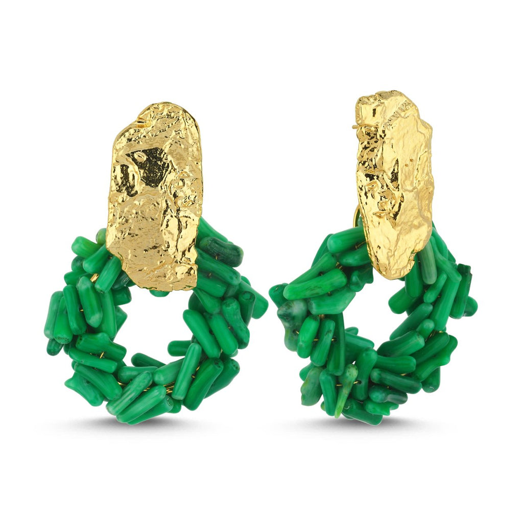 Wreath Earrings Kelly Green | Maison Orient