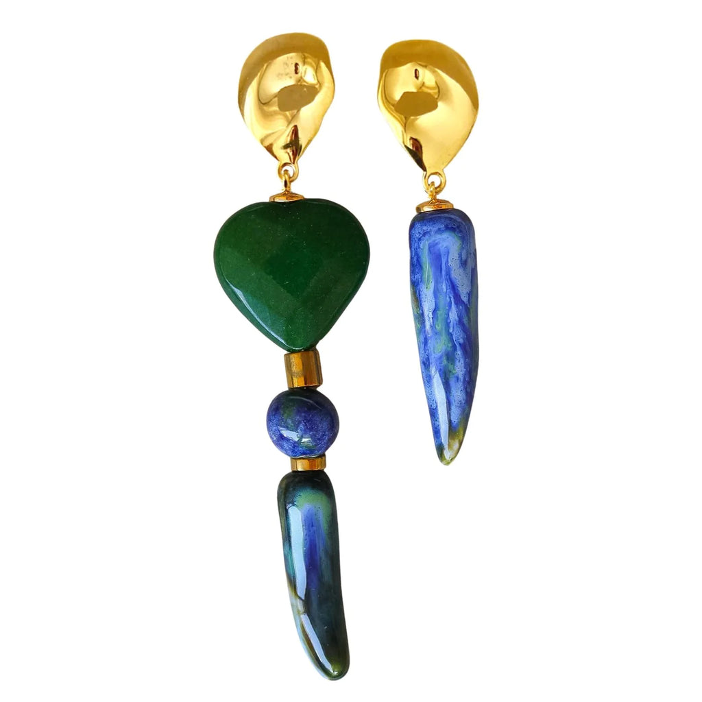 Heart Earrings, green | Maison Orient