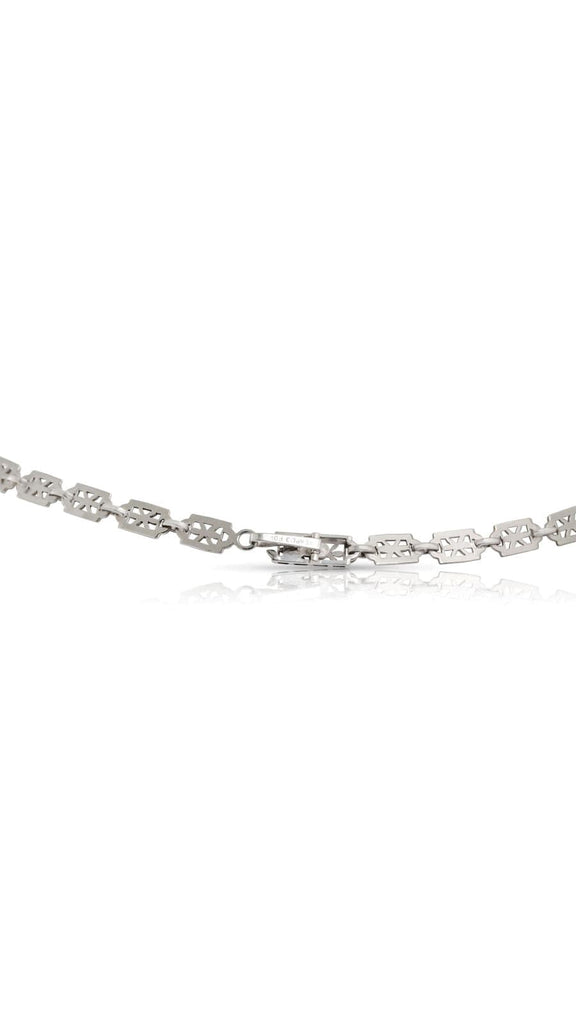 Art Deco Platinum Diamond and Rock Quartz Crystal Necklace | Maison Orient