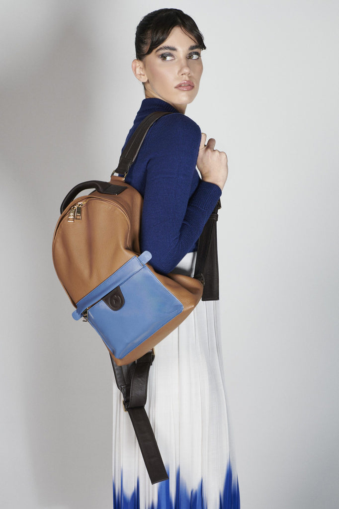 Grace-Blue Pocket Backpack | Maison Orient