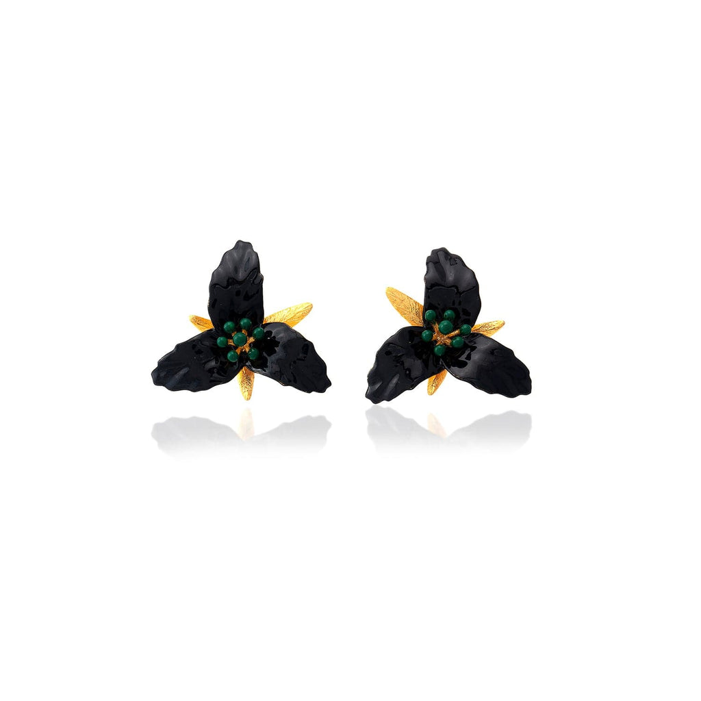 Black Lily Flower Earrings | Maison Orient