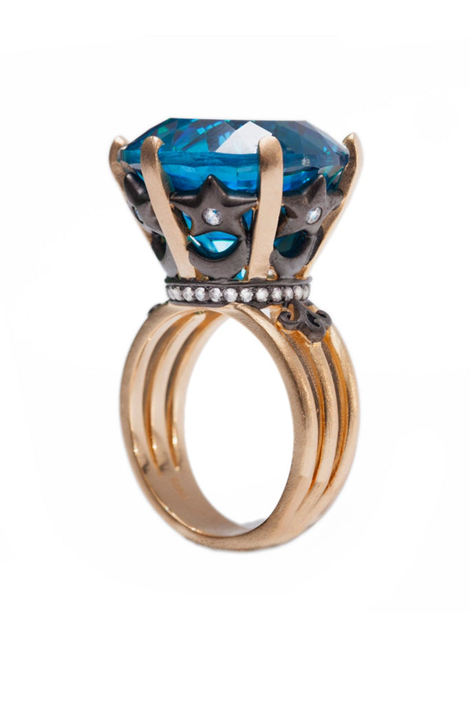 Ammanii Blue Topaz Statement Ring Vermeil Gold | Maison Orient