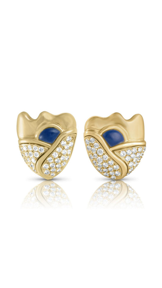 Contemporary Lapis Lazuli and Diamond Drop Earrings | Maison Orient