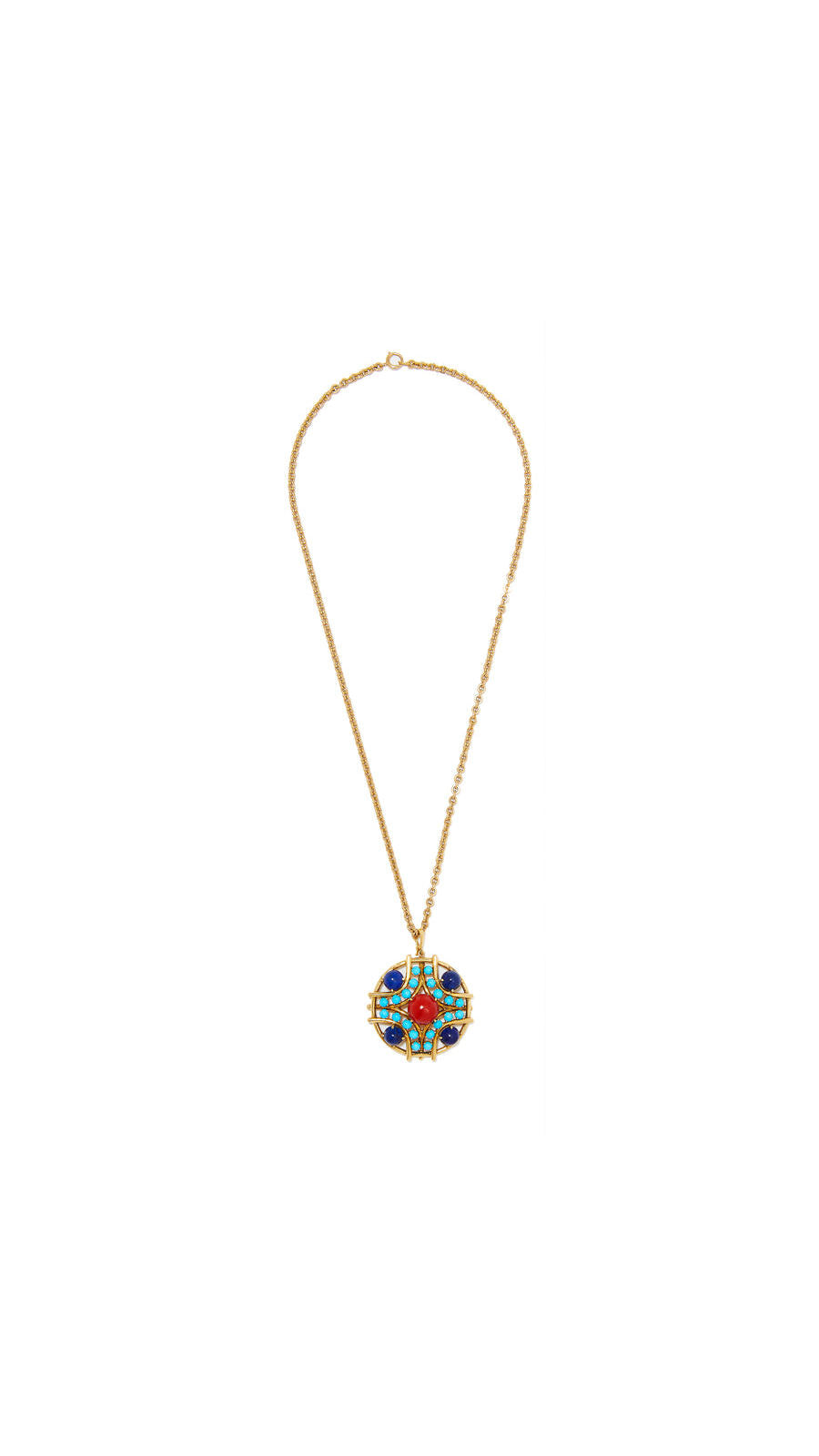 Contemporary Multi Colored Gemstone Medallion Necklace | Maison Orient