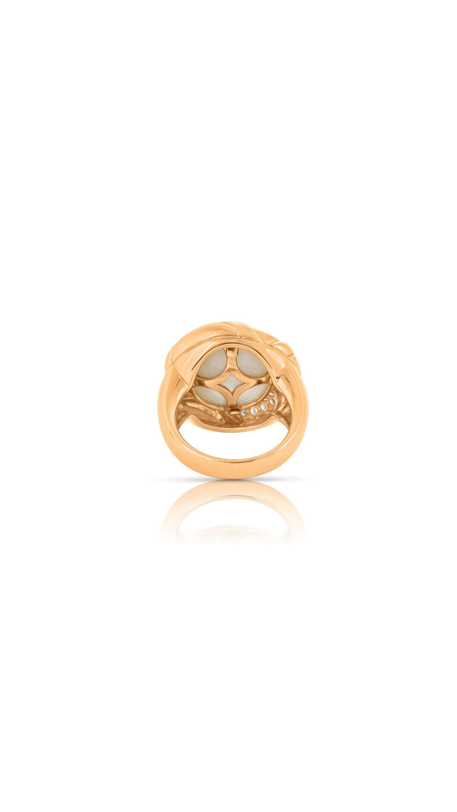 Contemporary 18K Round Mabe Pearl and Diamond Ring | Maison Orient