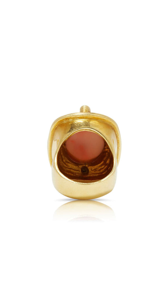 1980's Cabochon Coral and 18K Gold ring | Maison Orient
