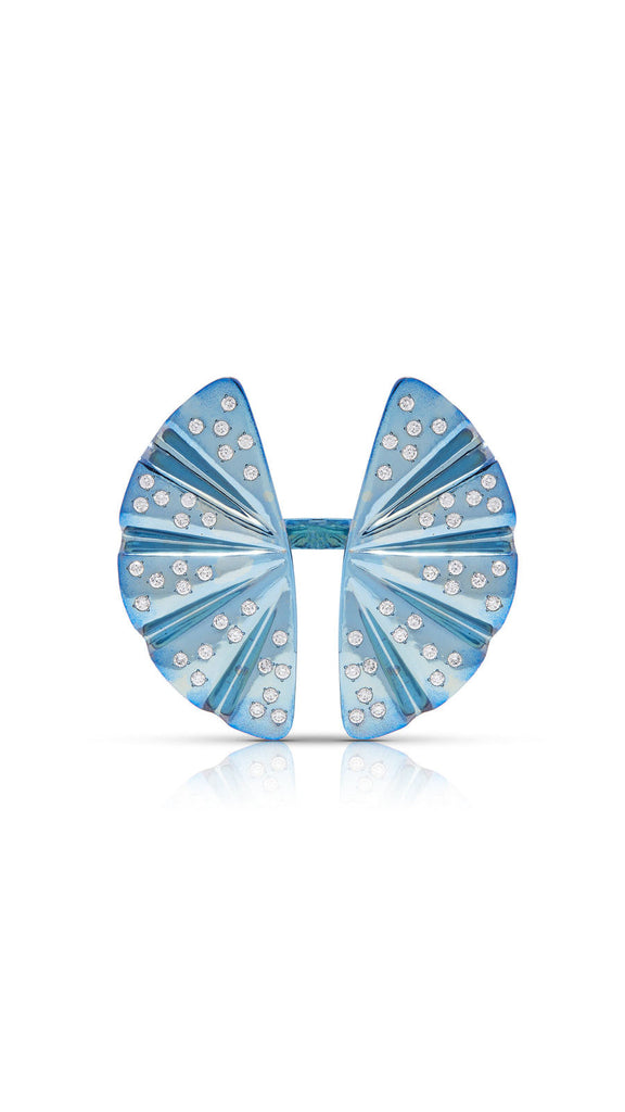 Contemporary butterfly Titanium and Diamond ring | Maison Orient