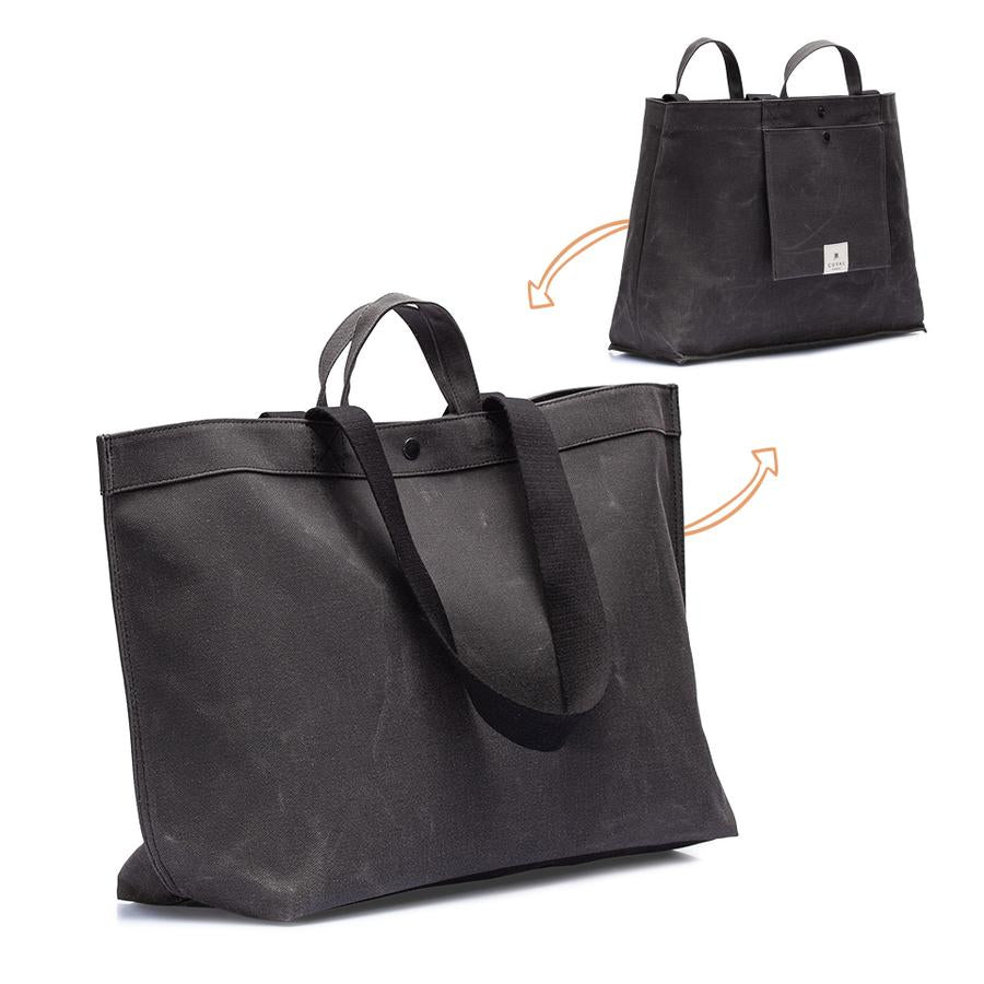 No. 205 Xlarge Tote Charcoal (Reversible) | Maison Orient