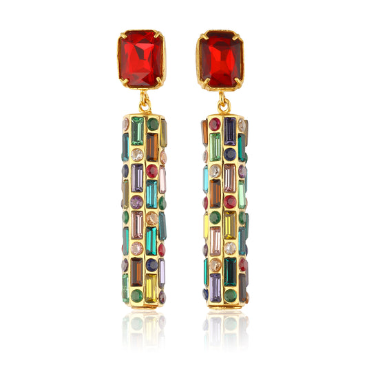 Cher Drop Earrings - Emerald Red