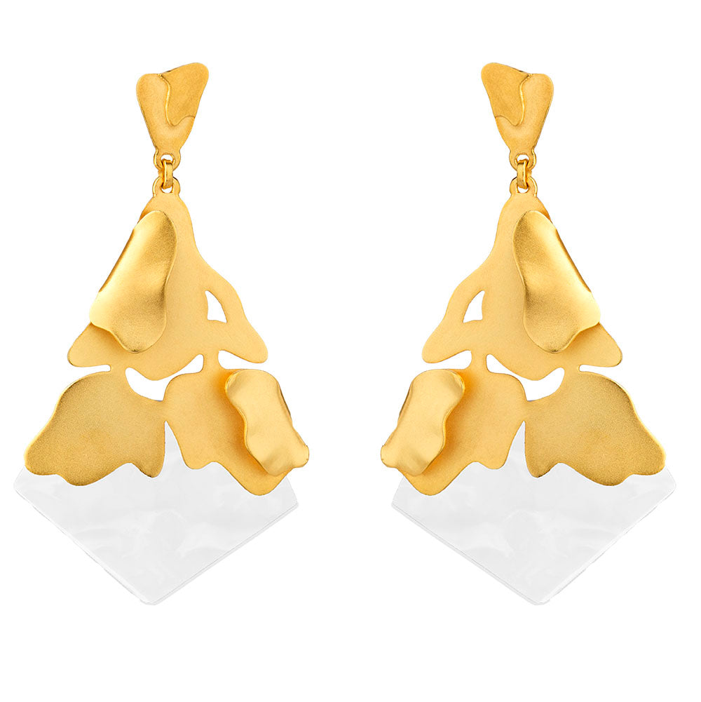 JUDE BENHALIM Cracked Concrete Brass dipped in 18K gold with a matte finish & a custom-made resin stone.