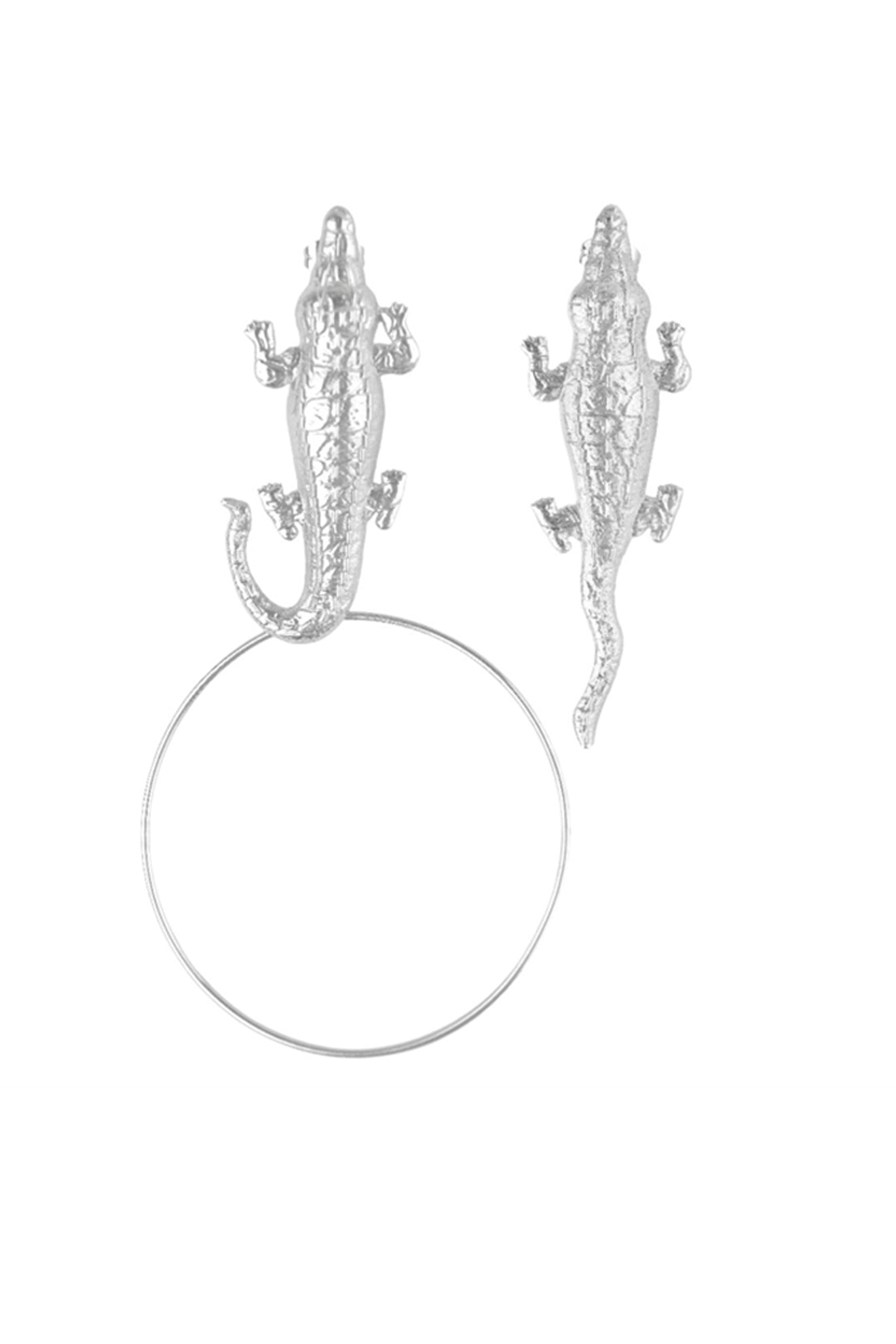 Silver Crocodile Earrings | Maison Orient