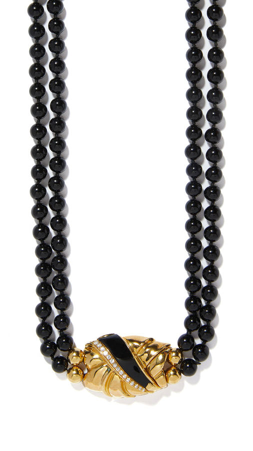 Double Strand Black Onyx Necklace and 18K Diamond Clasp | Maison Orient