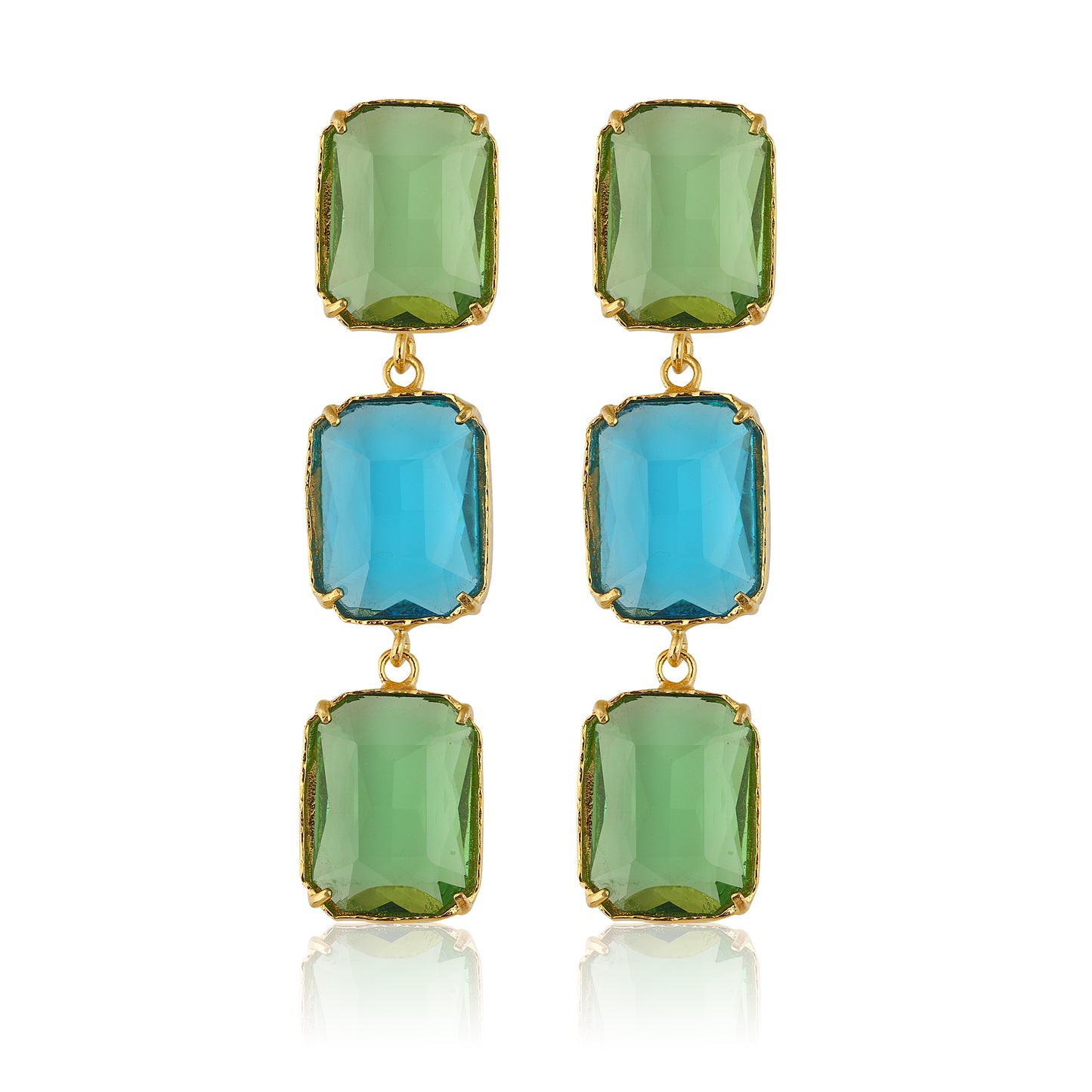 Donna Earrings - Light Green & Deep Blue