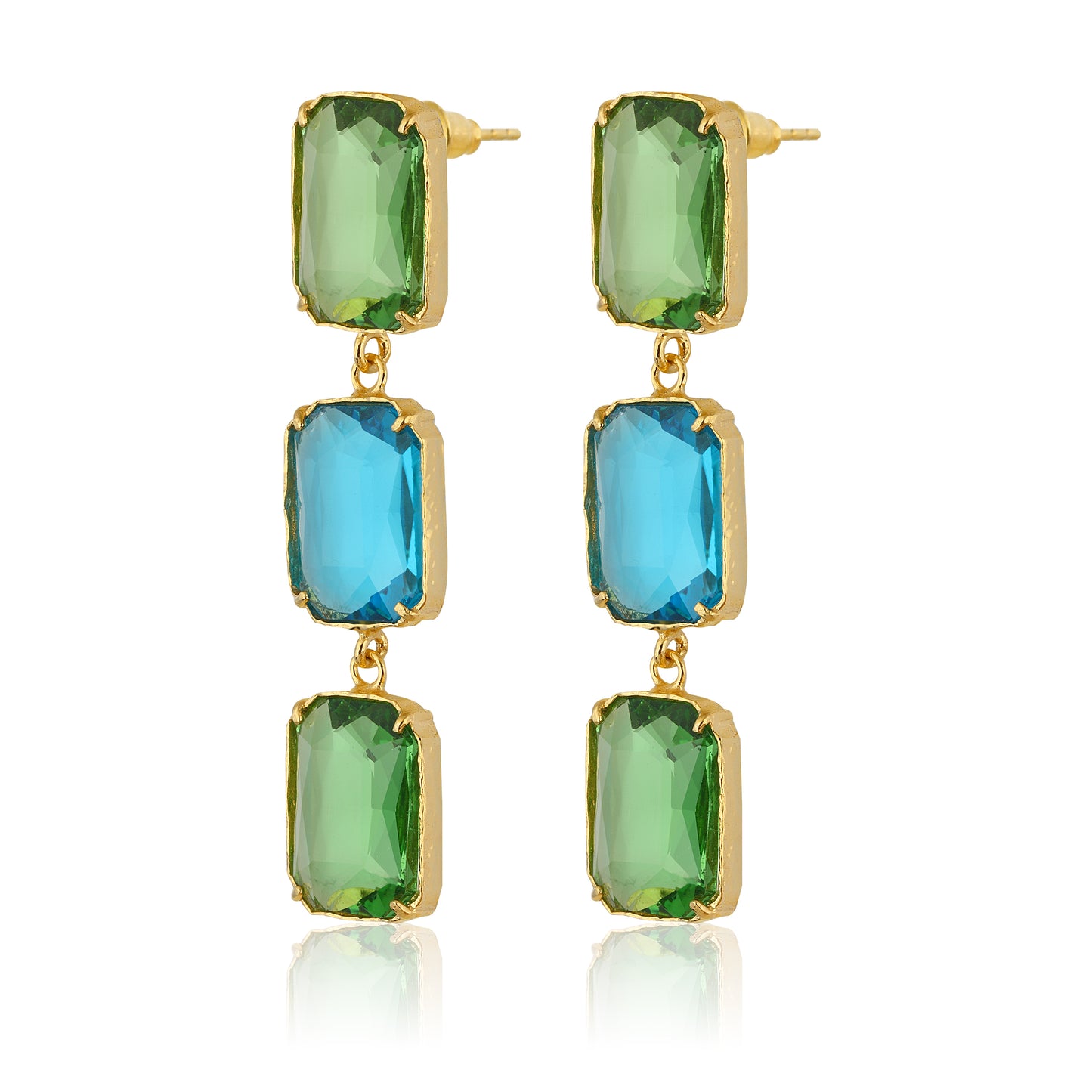 Donna Earrings - Light Green & Deep Blue