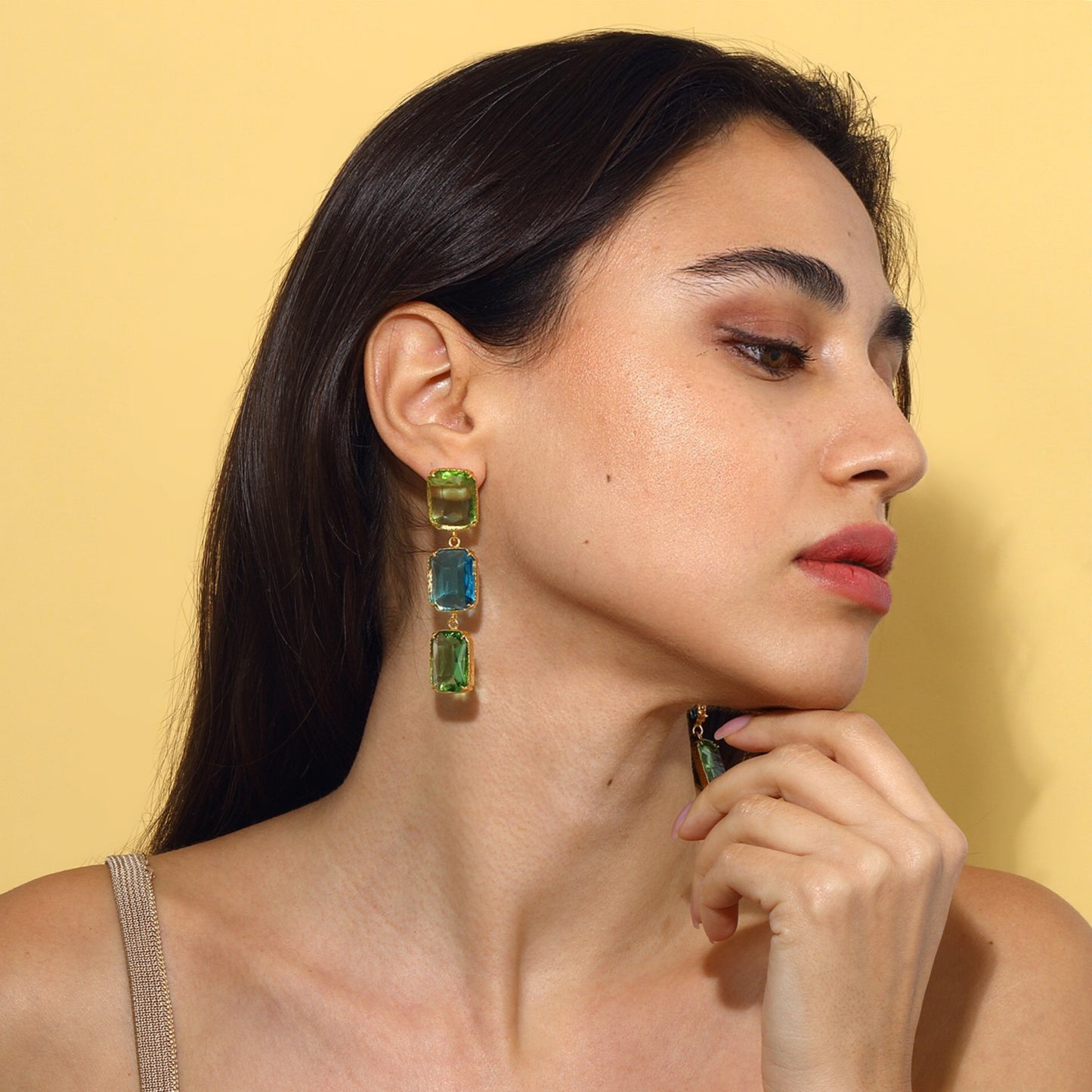 Donna Earrings - Light Green & Deep Blue