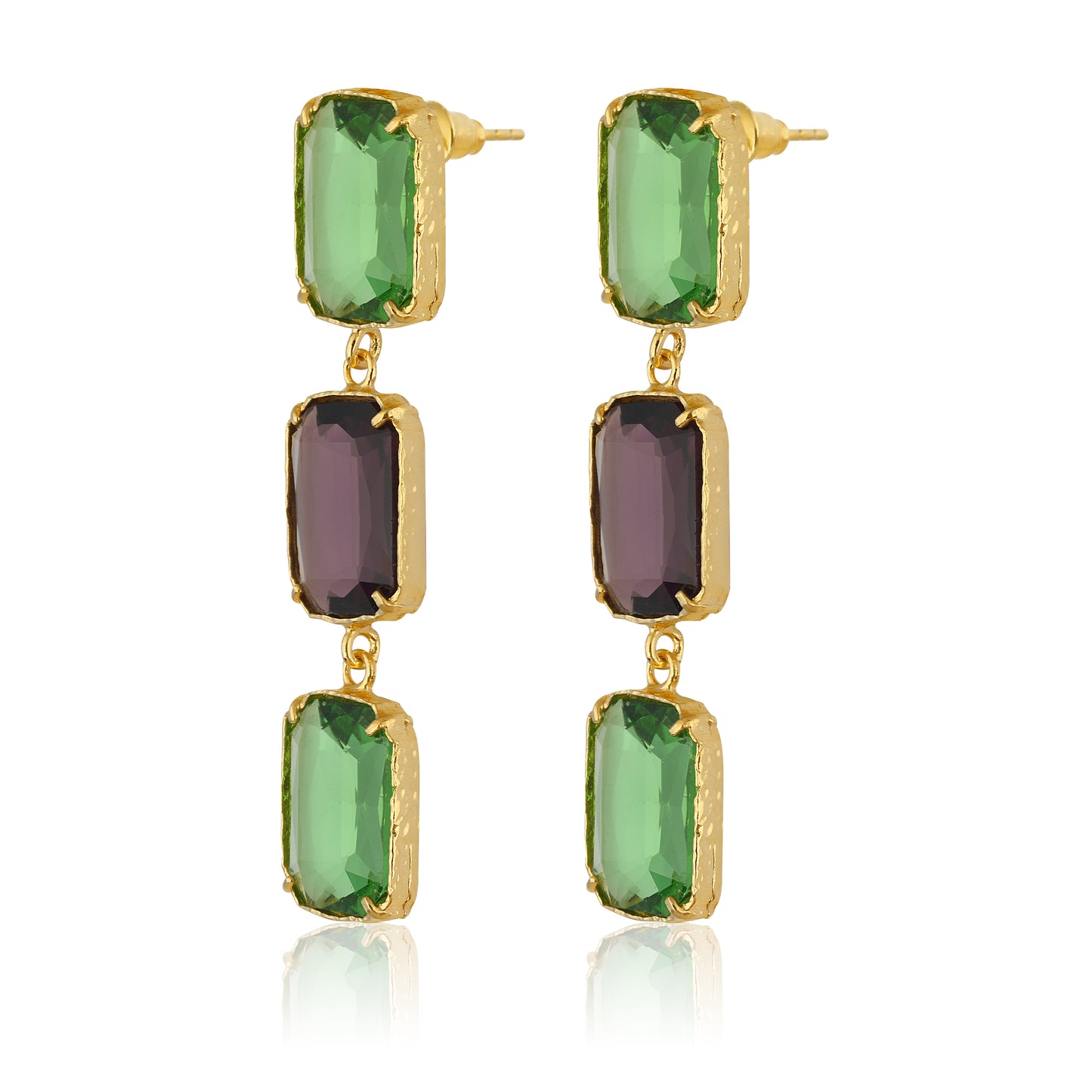 Donna Earrings - Light Green & Amethyst