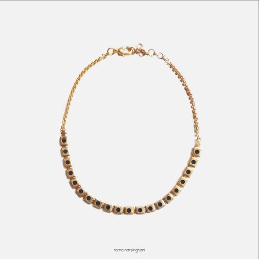 Black Meena Choker in Black / Gold | Maison Orient