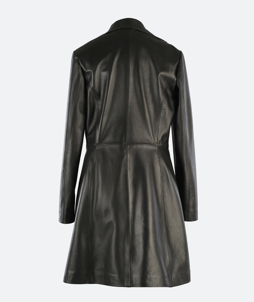 Luna Leather Coat Black | Maison Orient