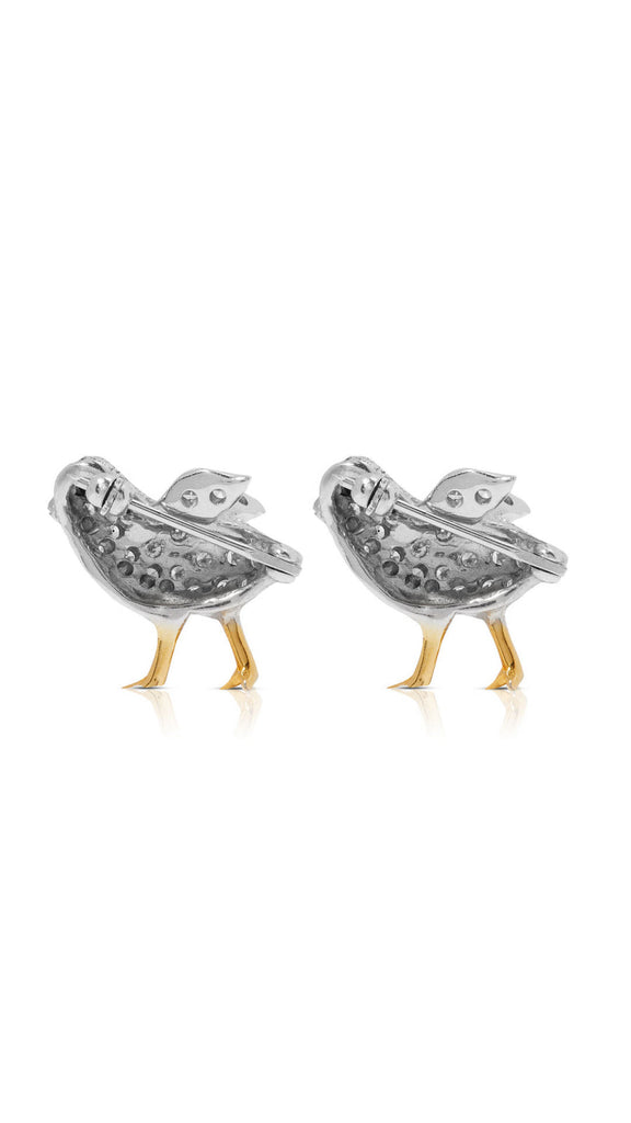 Estate Animated Chicks Diamond Brooch Pair | Maison Orient