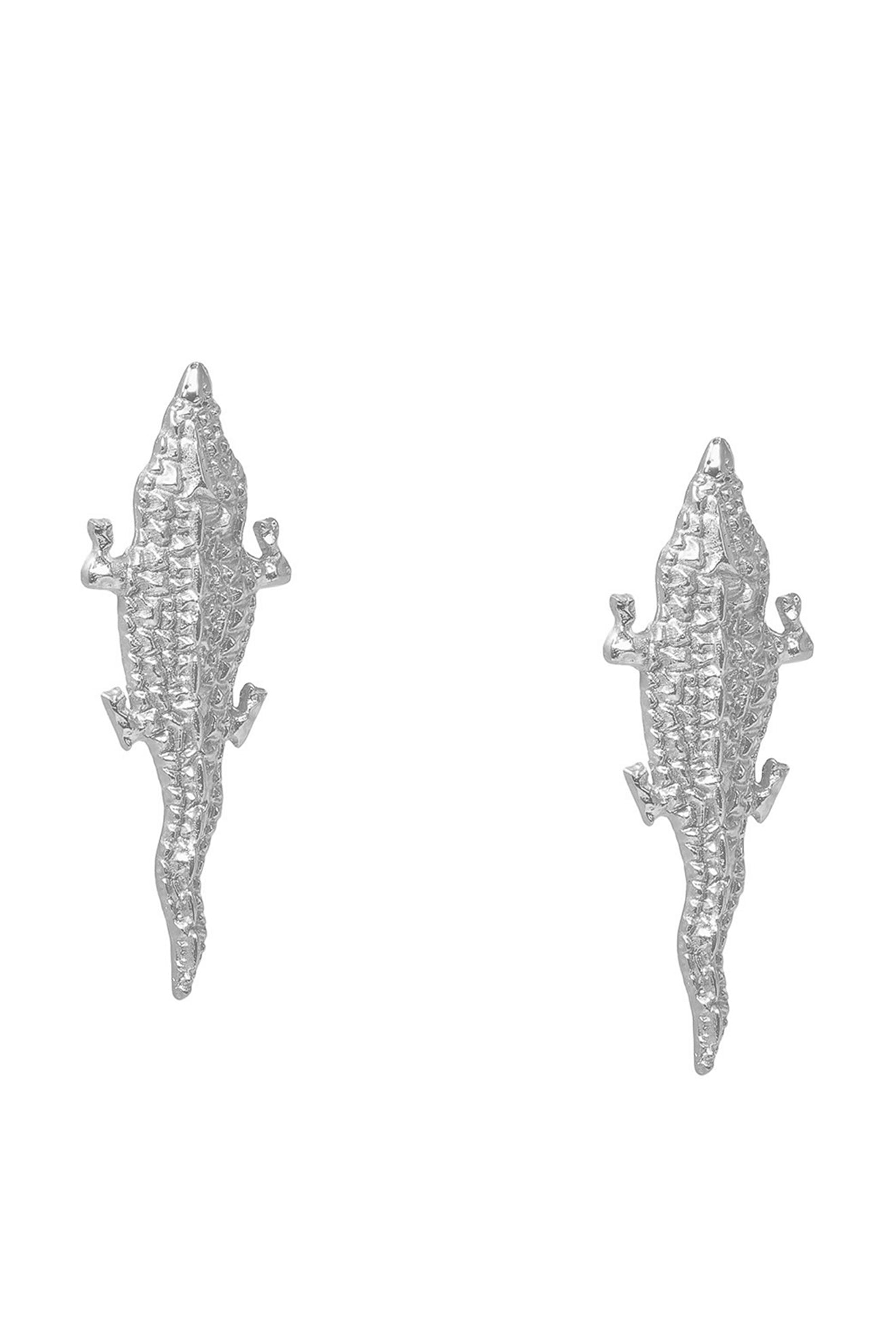 Silver Crocodile Earrings | Maison Orient