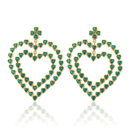 Follow Your Heart Earrings - Emerald Green