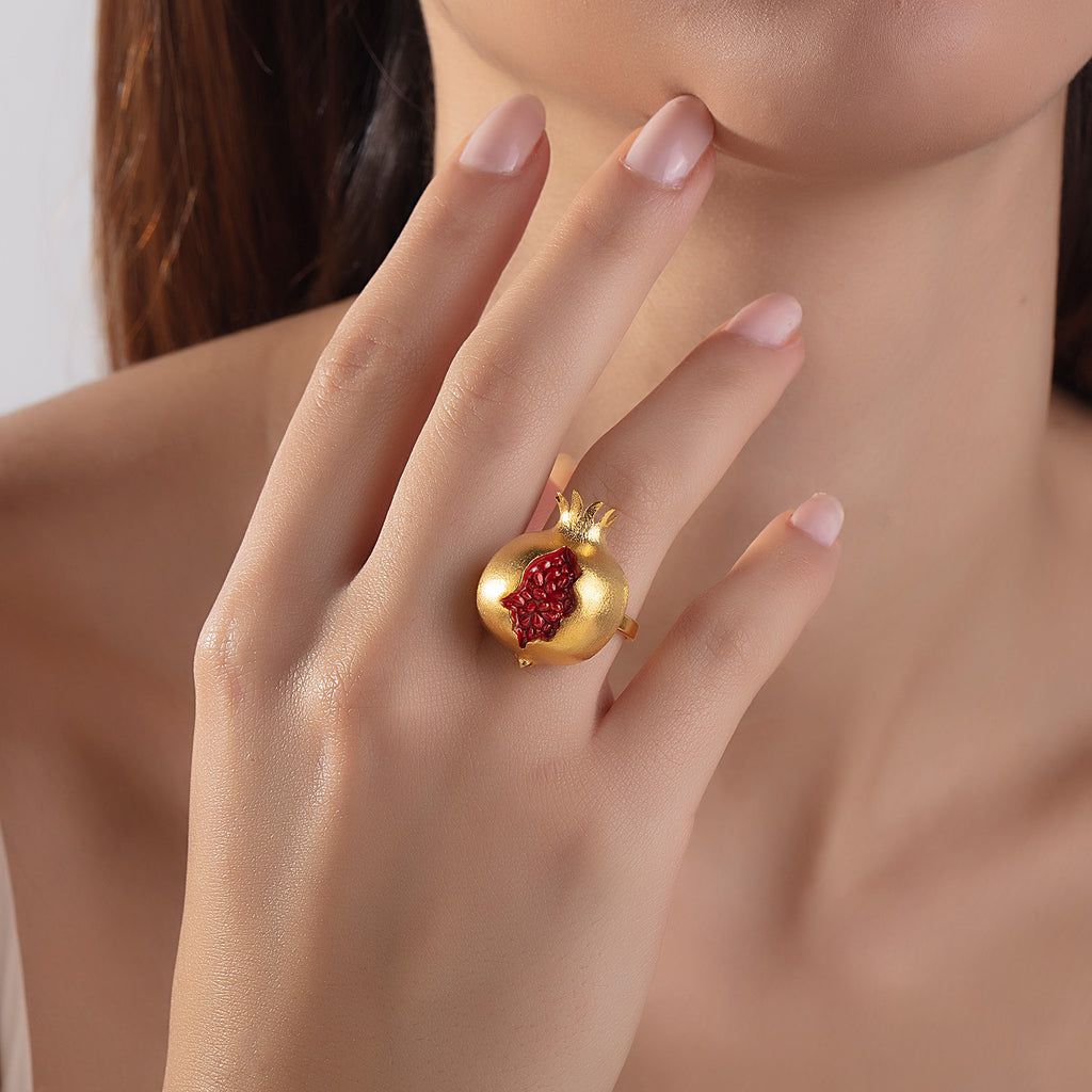 Gold Pomegranate Adjustable Ring | Maison Orient