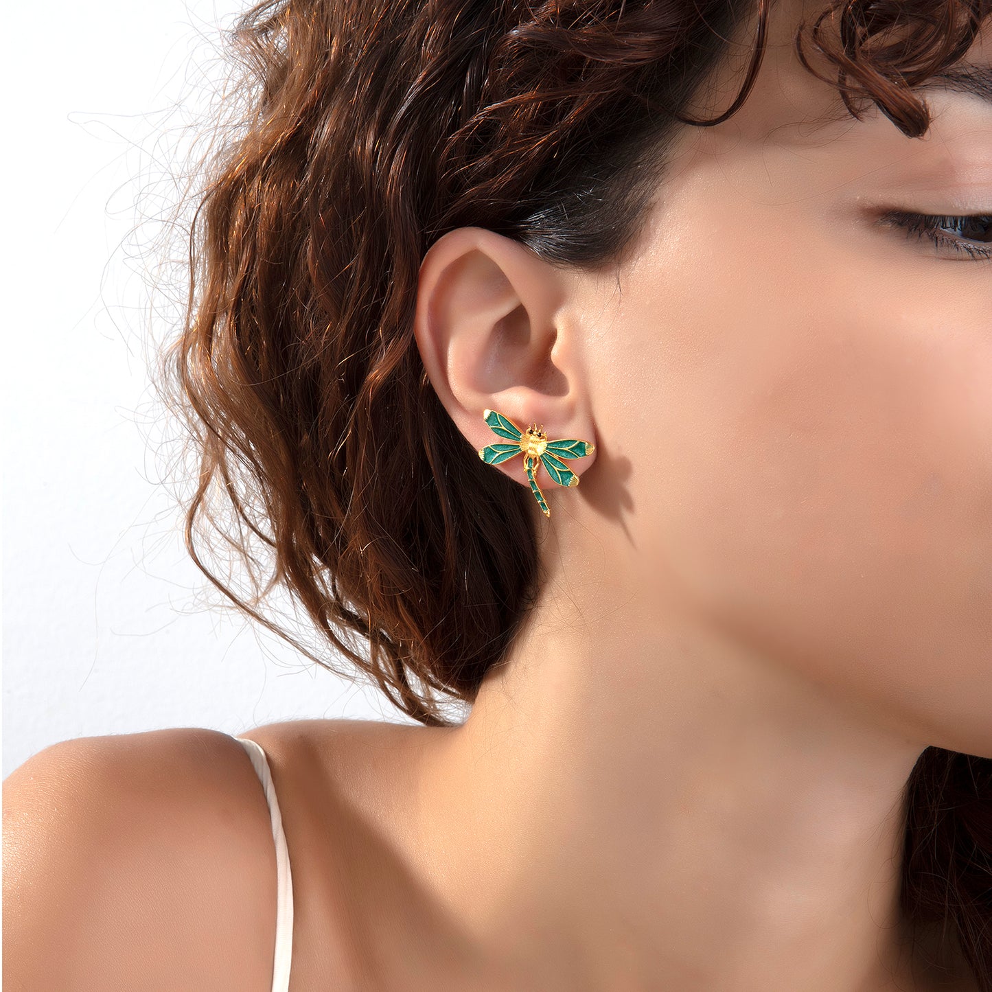 GREEN DRAGONFLY EARRINGS | Maison Orient