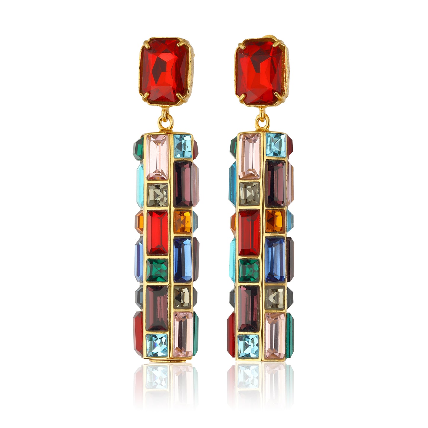 Gloria Earrings - Emerald Red