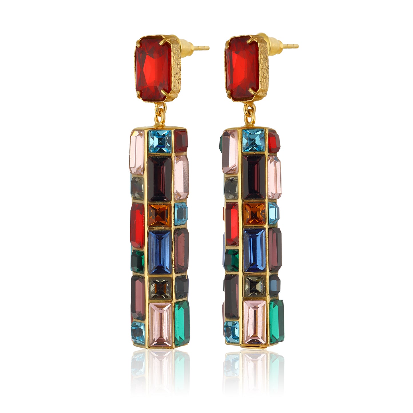 Gloria Earrings - Emerald Red