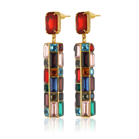 Gloria Earrings - Emerald Red