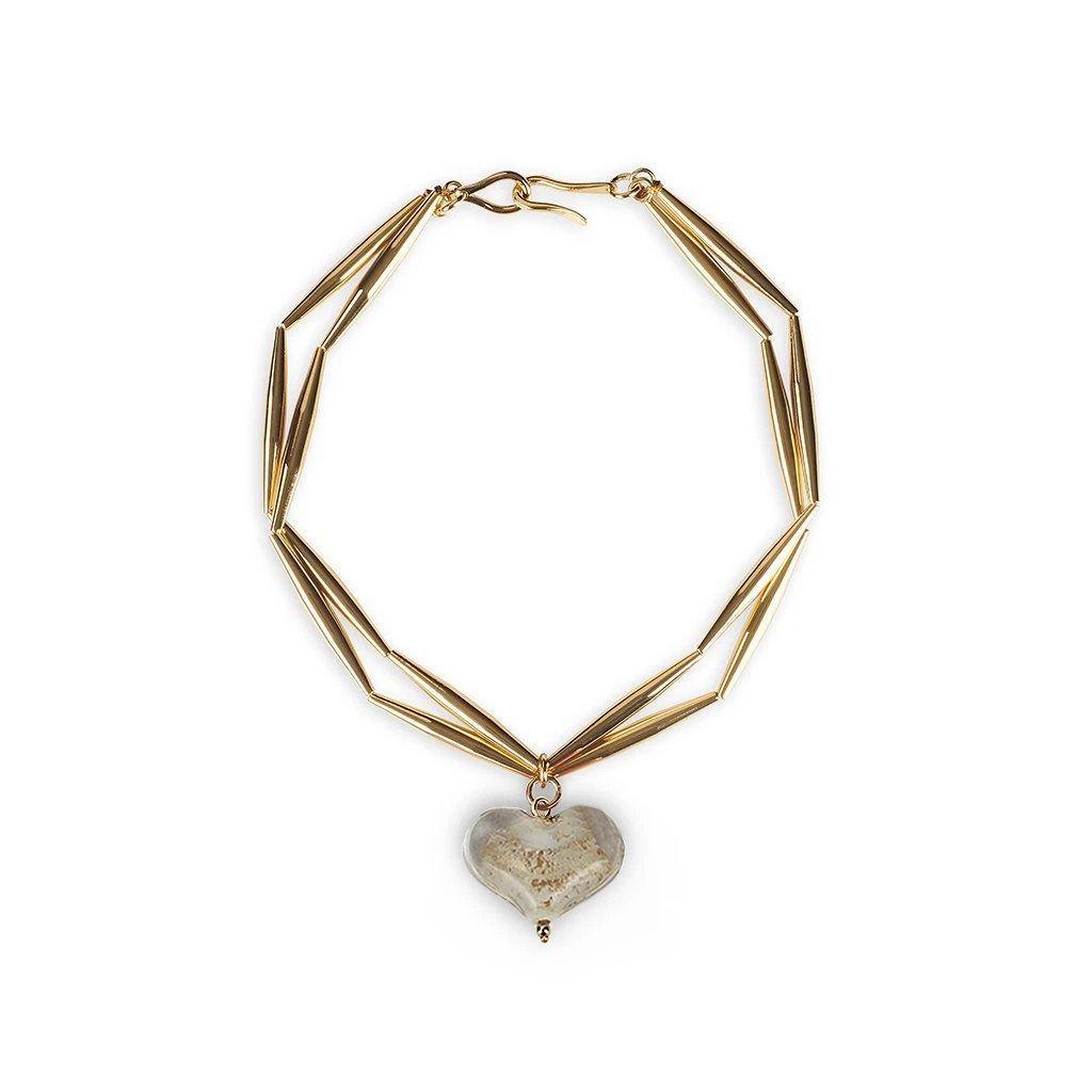 Helia Cuore Duo Necklace In Gold | Maison Orient