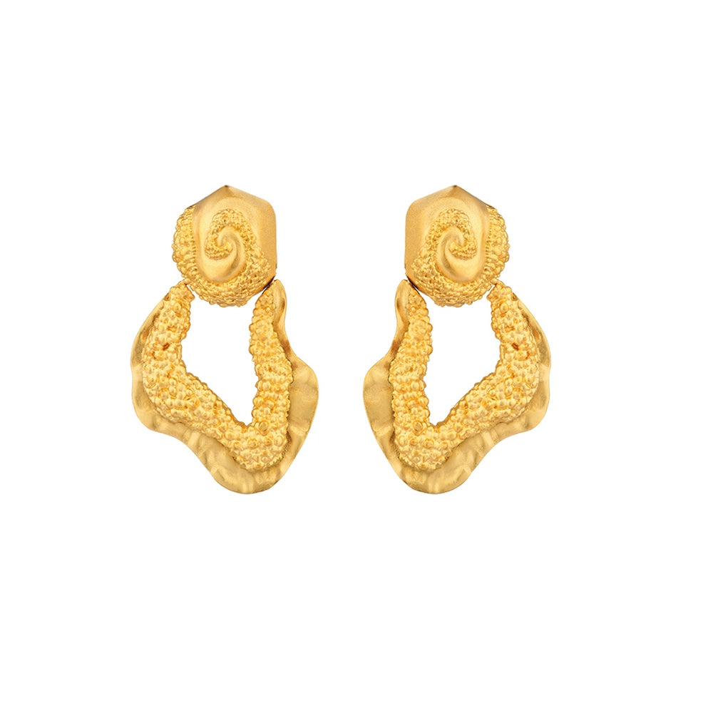 JUDE BENHALIM Hera Earring Brass dipped in 18K gold with a matte finish. 