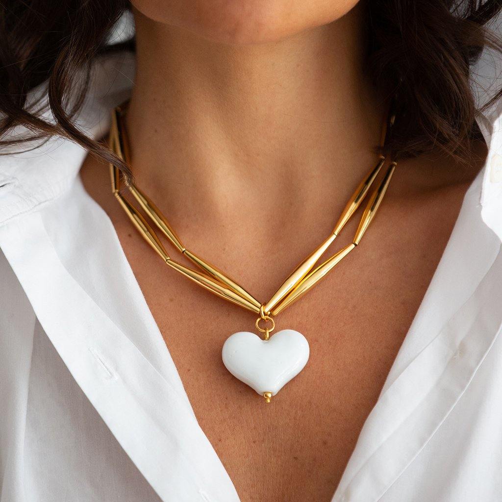 Helia Cuore Duo Necklace In Gold | Maison Orient