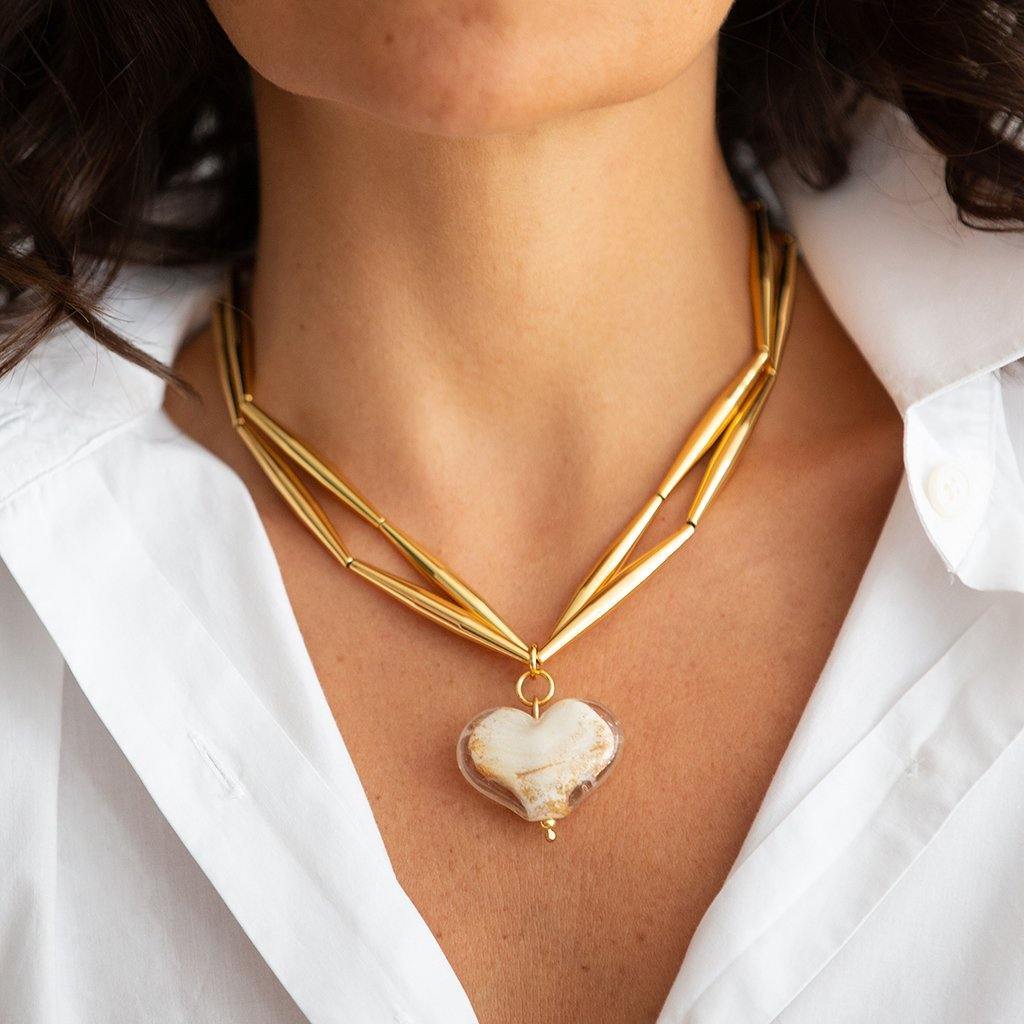 Helia Cuore Duo Necklace In Gold | Maison Orient