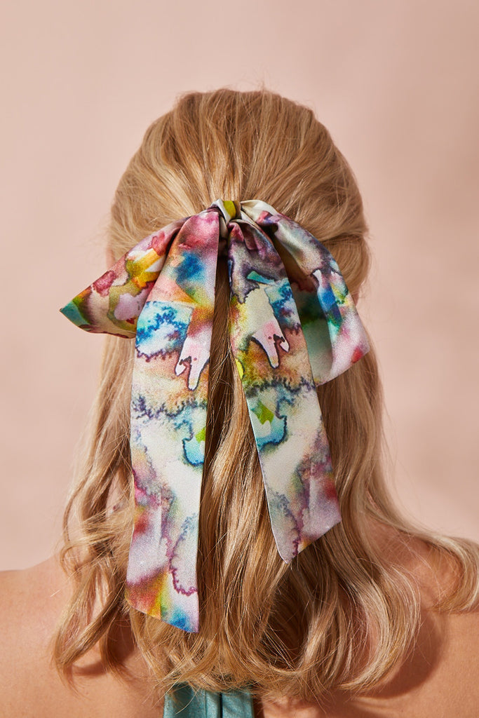 Gaios Silk Tie-Dye Bow Scrunchie | Maison Orient