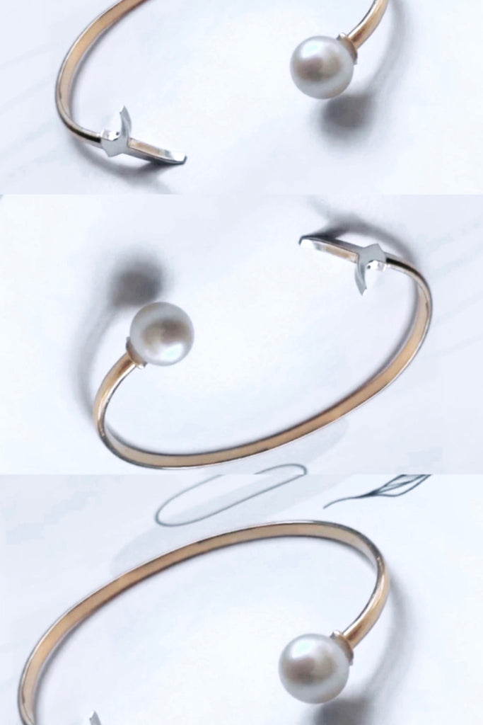 The classic uSfuur bangle cuff with fresh water pearls | Maison Orient