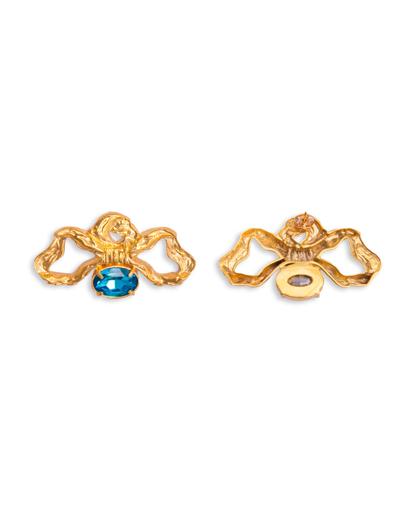 Bow earrings blue stones | Maison Orient