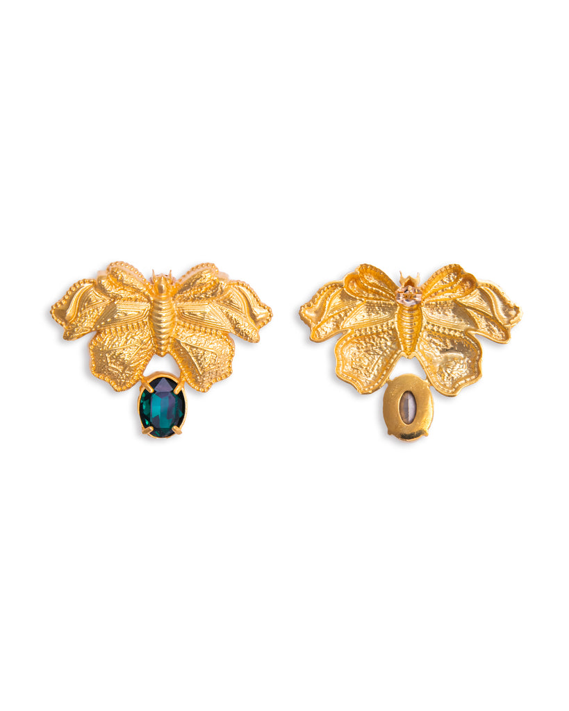 Large Butterfly earrings with blue stones | Maison Orient