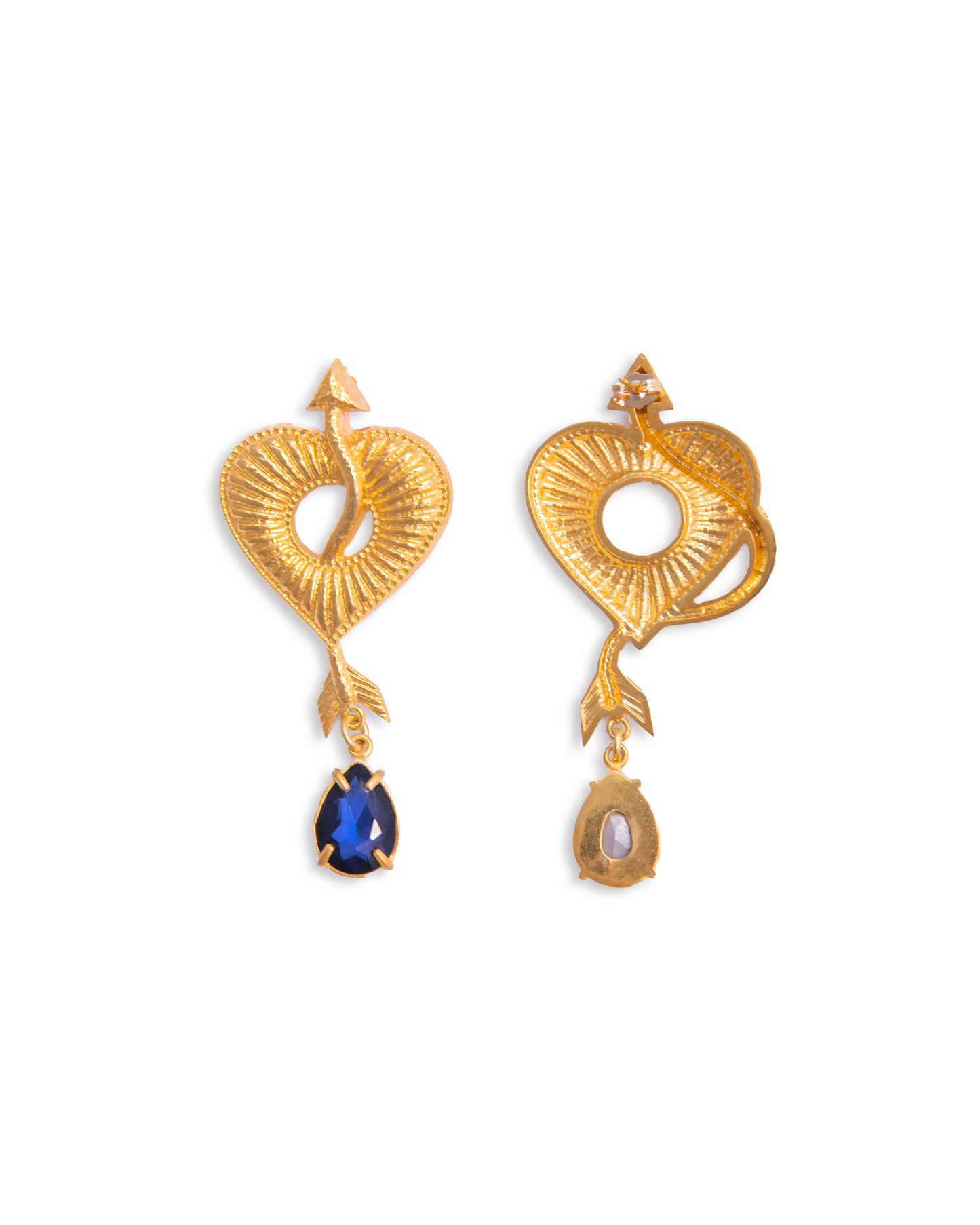 Heart earrings with blue stones | Maison Orient