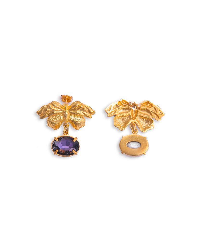 Small Butterfly earrings with purple stones | Maison Orient