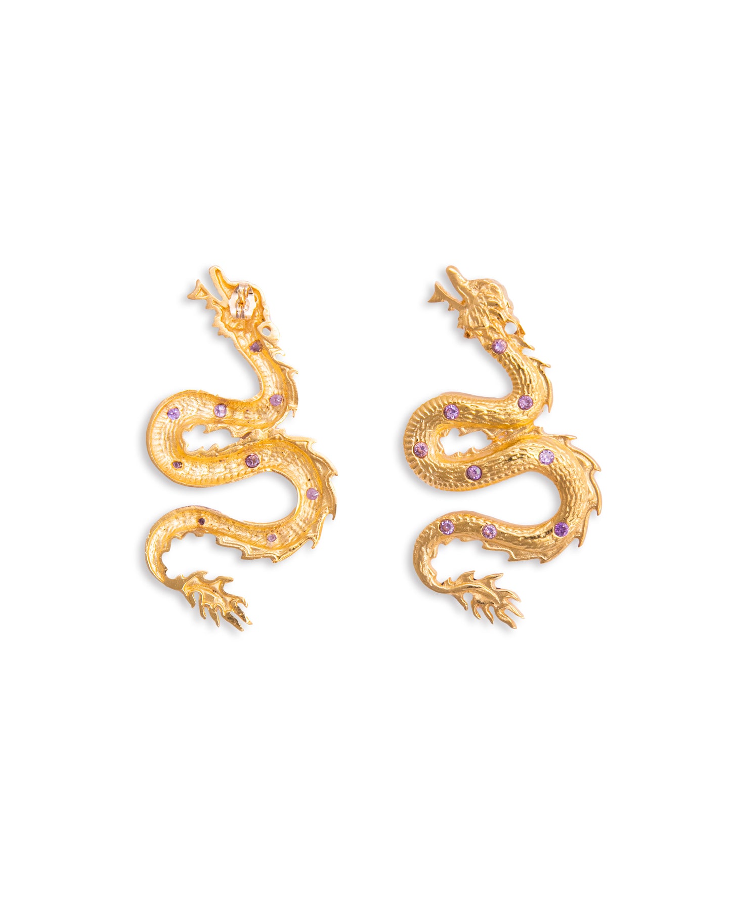 Small Dragon earrings with purple stones | Maison Orient