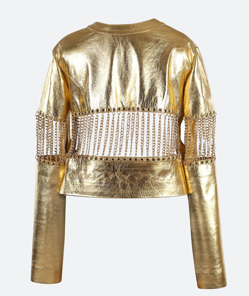 Aria Leather Jacket Gold | Maison Orient