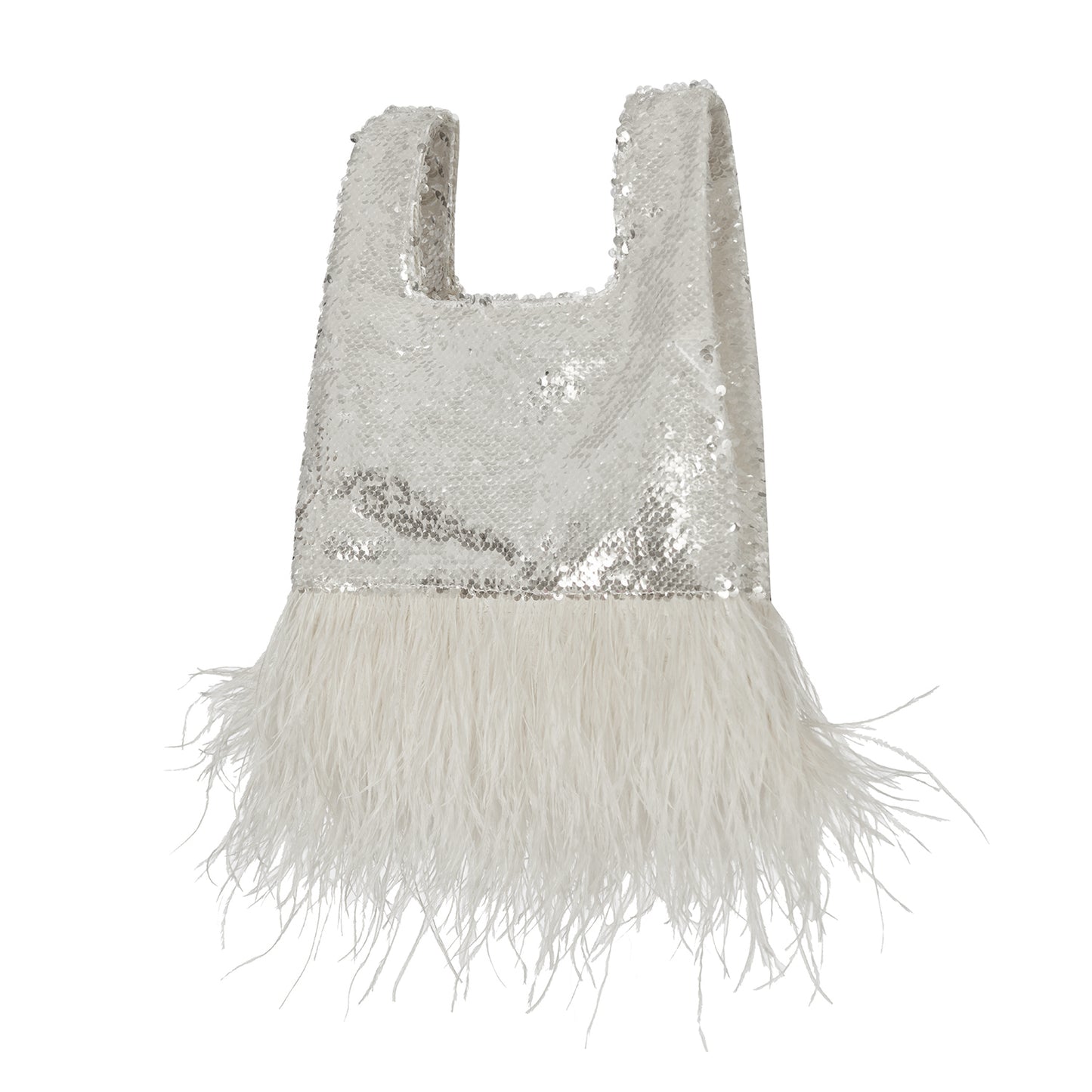 JADE IN WHITE SEQUIN WITH FEATHER | Maison Orient