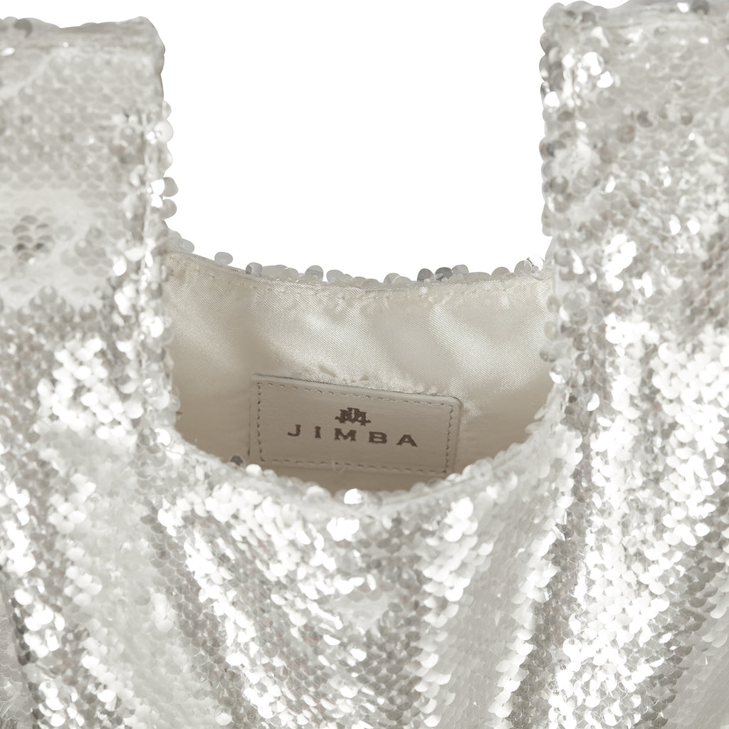 JADE IN WHITE SEQUIN WITH FEATHER | Maison Orient