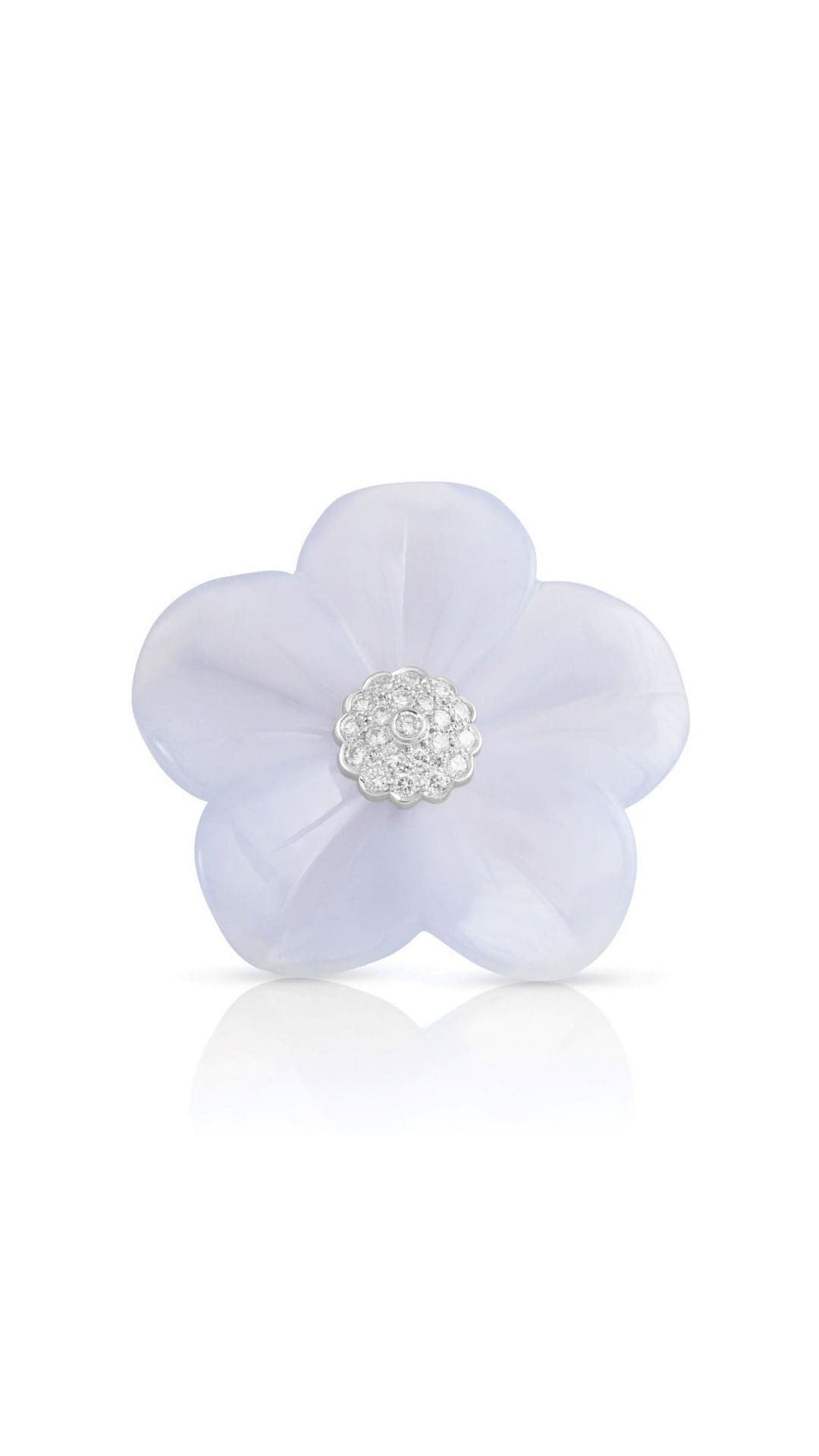 18K Gold Chalcedony and Diamond Flower Converter Brooch | Maison Orient