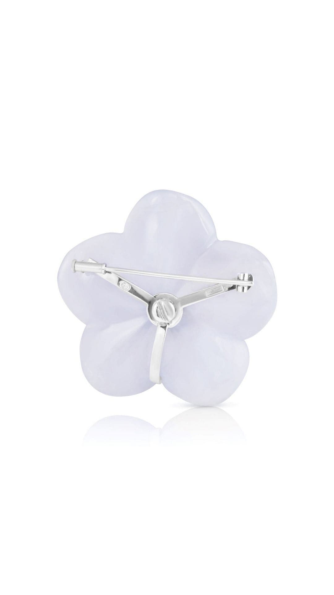 18K Gold Chalcedony and Diamond Flower Converter Brooch | Maison Orient