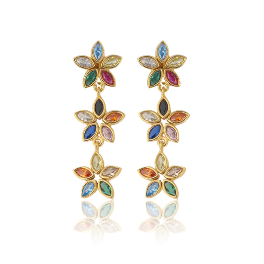 Kalea Flower Trio Drop Earrings