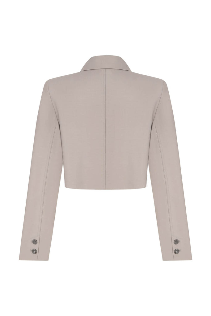 Loulou Cropped Stone Grey Blazer Jacket | Maison Orient