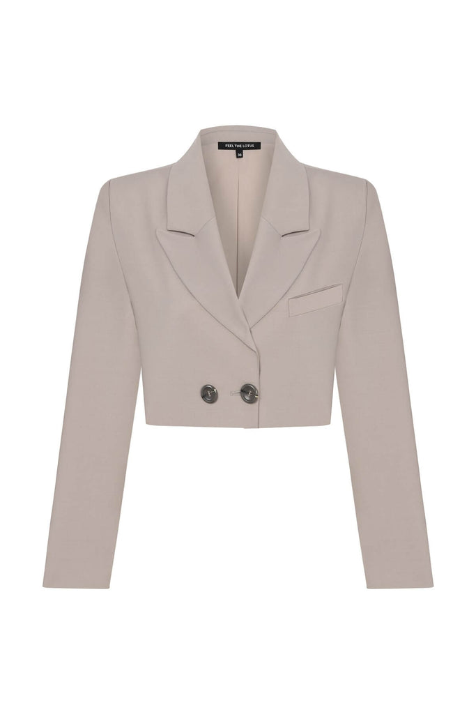 Loulou Cropped Stone Grey Blazer Jacket | Maison Orient