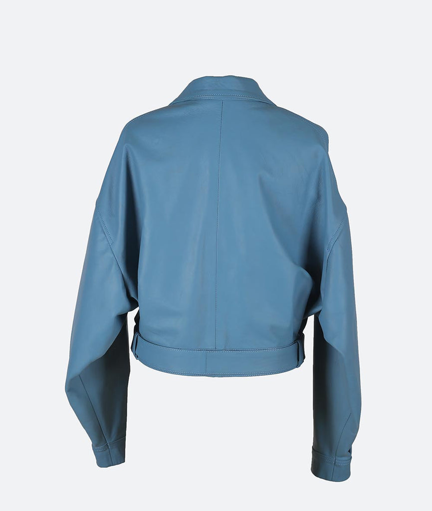 Buckthorn Leather Jacket Cerulean Blue | Maison Orient